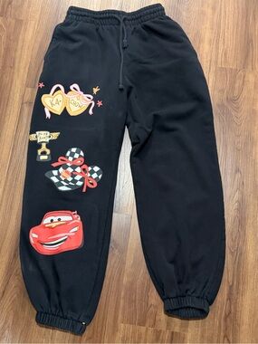 Zara Womens Small Black Disney Lightning McQueen Pixar Cars Sweatpants